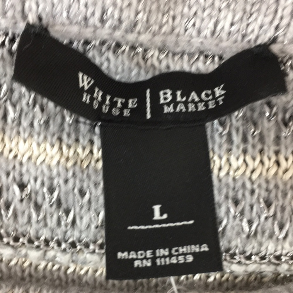 White House Black‎ Market Striped Off-The Shoulder Sweater Womens Large Pullover - Picture 13 of 16